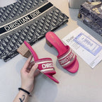 Dior Embroidered Block Heel Slippers – slippers product image 3