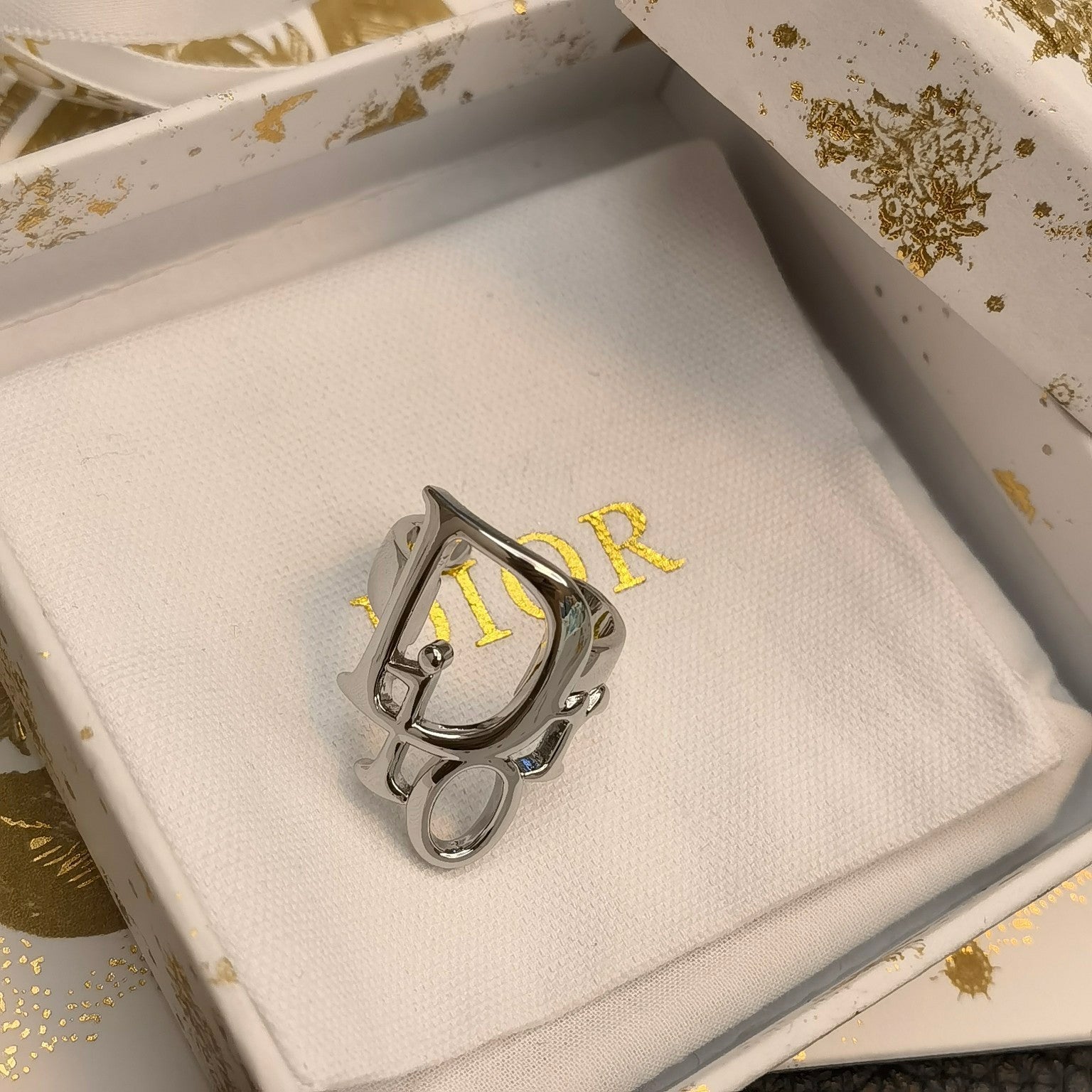 Dior Hollow Lettering Open Ring – Luxury Designer Jewelry – product image 1