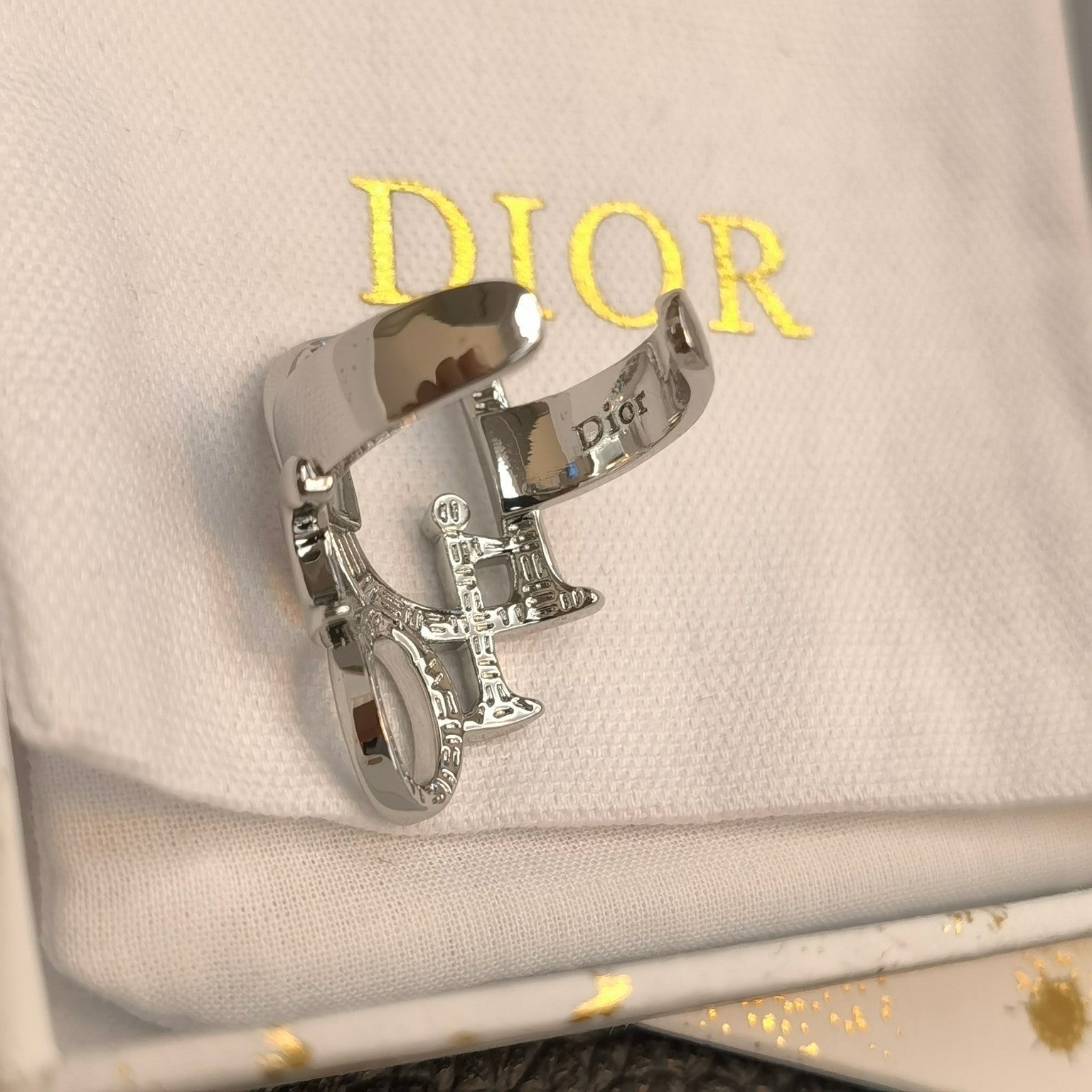 Dior Hollow Lettering Open Ring – Luxury Designer Jewelry – product image 4