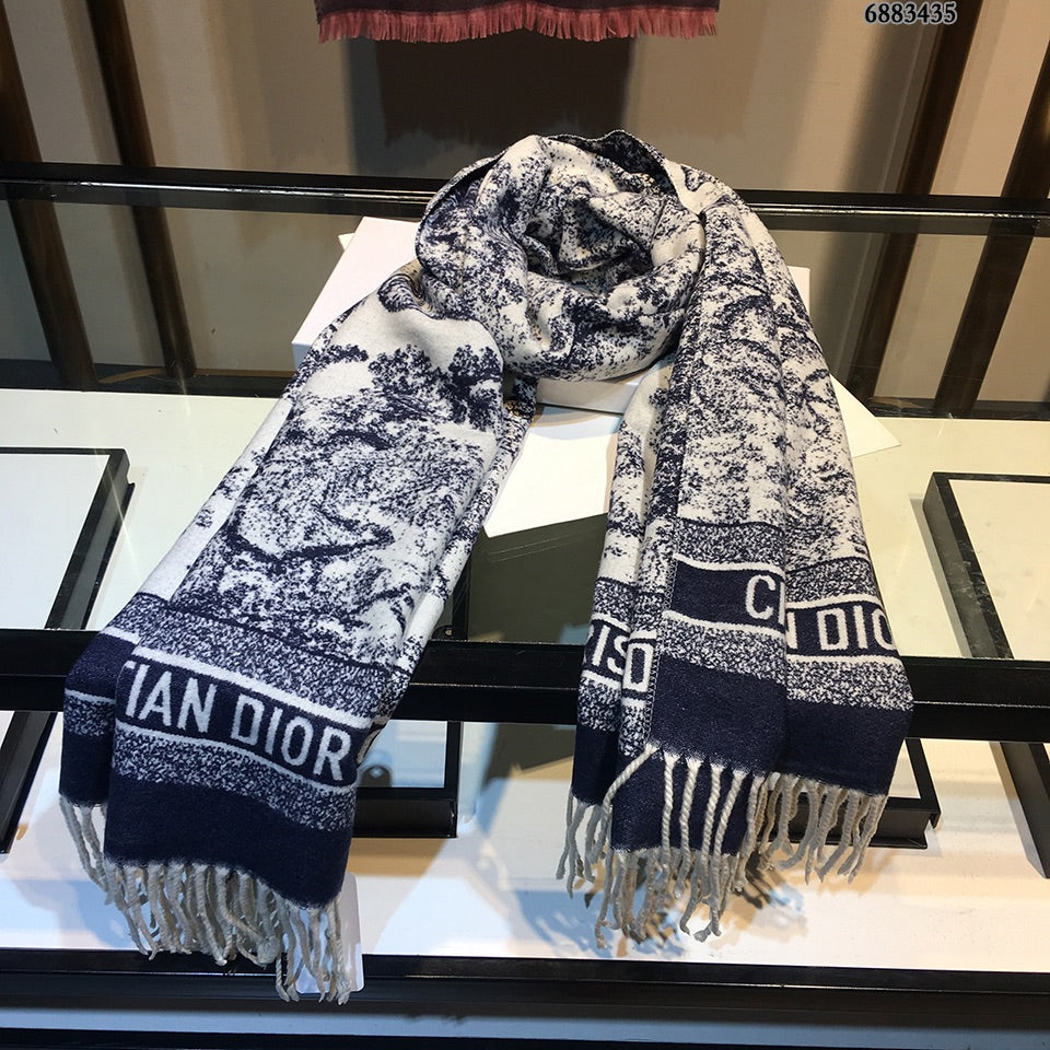 Dior Ink Element Fringed Cashmere Scarf Shawl for Women – product image 10