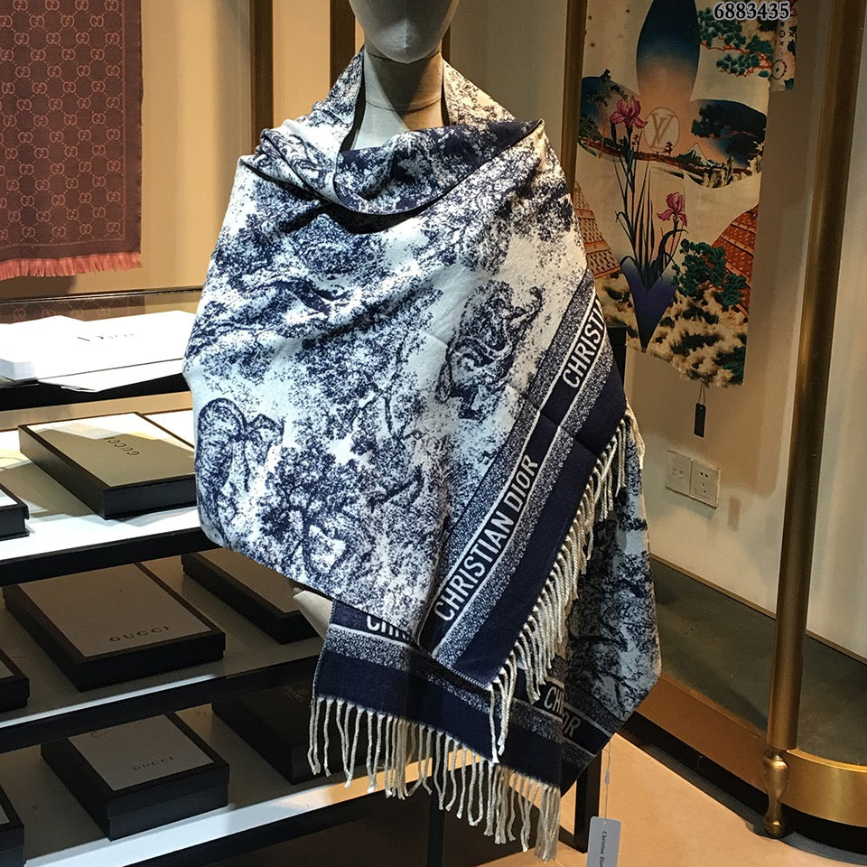 Dior Ink Element Fringed Cashmere Scarf Shawl for Women – product image 13
