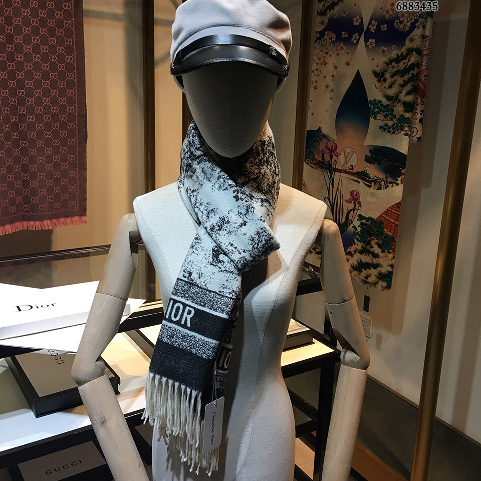 Dior Ink Element Fringed Cashmere Scarf Shawl for Women – product image 16