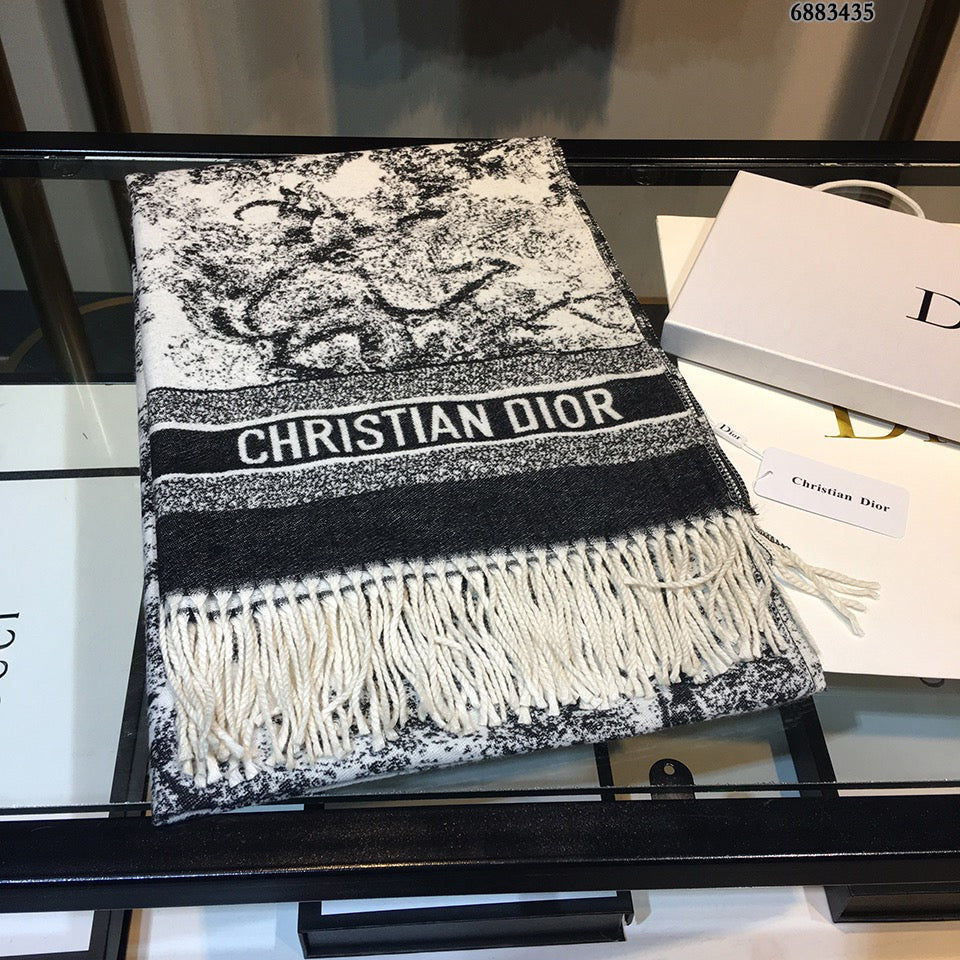 Dior Ink Element Fringed Cashmere Scarf Shawl for Women – product image 2