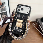 Dior iPhone 17 Pro Max Case with Wallet & 3 Straps – Gray Luxury Crossbody Dior Phone Case