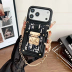 Dior iPhone 17 Pro Max Case with Wallet & 3 Straps – Black Luxury Crossbody Dior Phone Case
