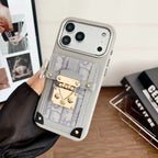 Dior iPhone 17 Pro Max Case with Wallet & 3 Straps – Gray Luxury Crossbody Dior Phone Case