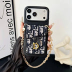 Dior iPhone 17 Pro Max Case with Wallet & 3 Straps – Black Luxury Crossbody Dior Phone Case