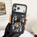 Dior iPhone 17 Pro Max Case with Wallet & 3 Straps – Black Luxury Crossbody Dior Phone Case