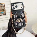 Dior iPhone 17 Pro Max Case with Wallet & 3 Straps – Black Luxury Crossbody Dior Phone Case