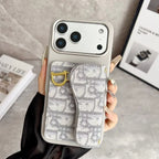 Dior iPhone 17 Pro Max Wallet Case with Card Holder – Gray Dior Oblique Flip Cover