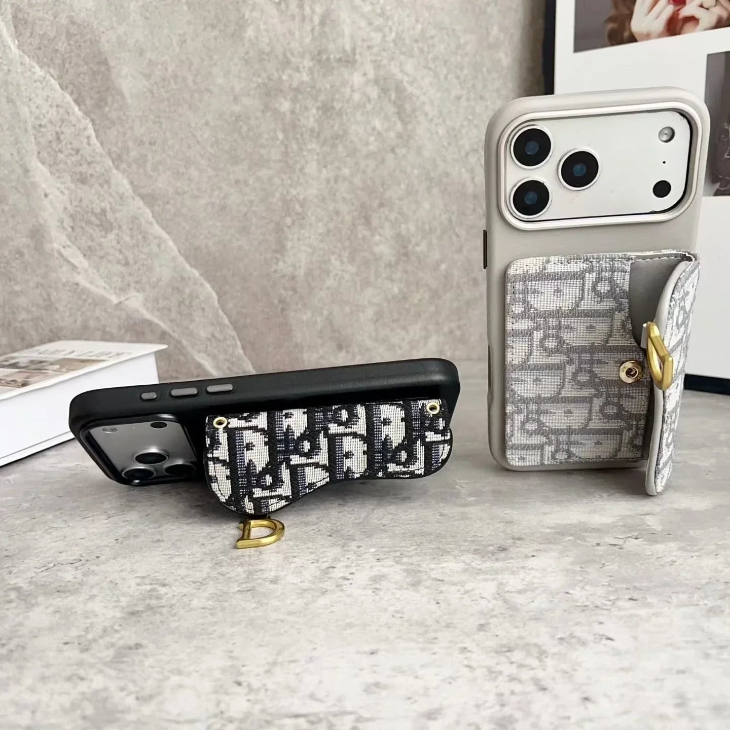 Dior iPhone 17 Pro Max Case with Card Holder – Black Dior Oblique Flip Cover