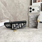 Dior iPhone 17 Pro Max Wallet Case with Card Holder – Gray Dior Oblique Flip Cover