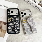 Dior iPhone 17 Pro Max Wallet Case with Card Holder – Gray Dior Oblique Flip Cover