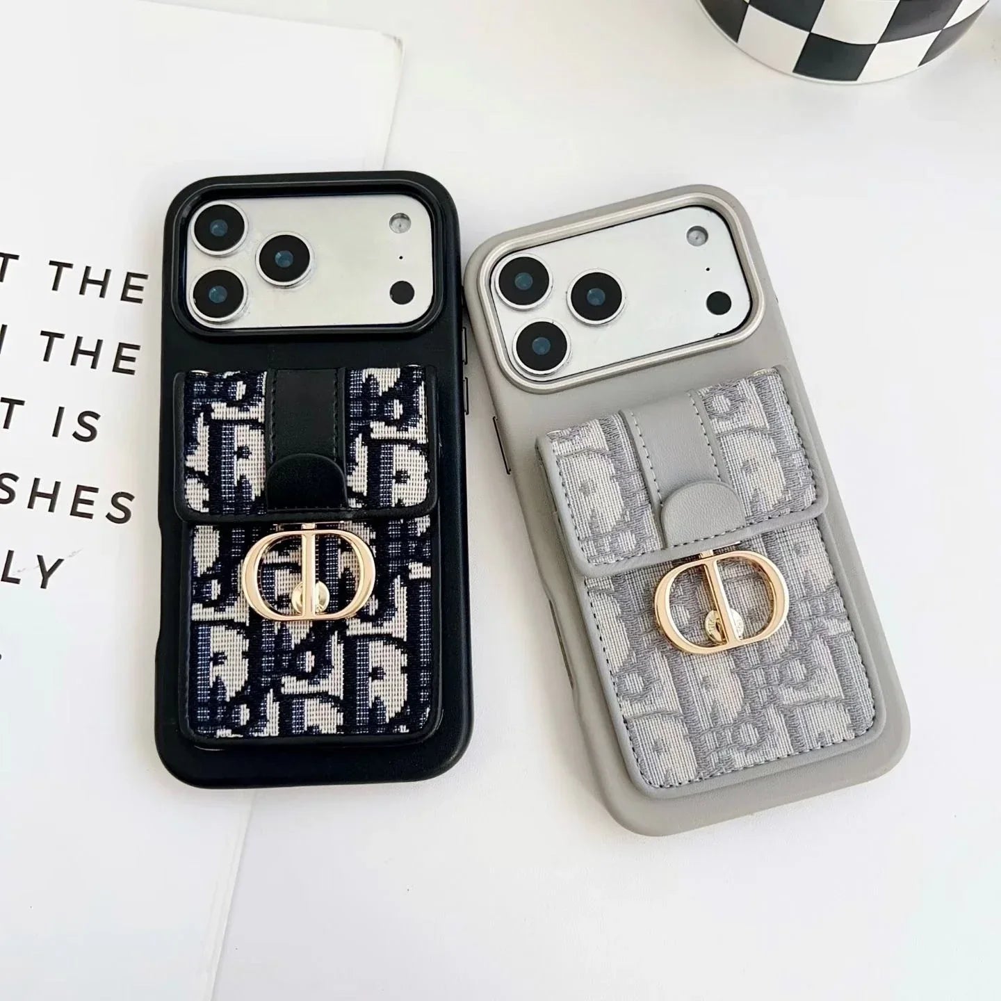 Dior iPhone 17 Pro Max Case with Wallet & 3 Straps – Luxury Crossbody Dior Phone Case