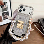 Dior iPhone 18 Pro Case with Wallet & 3 Straps – Black Luxury Crossbody Dior Phone Case