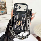 Dior iPhone 17 Pro Max Case with Wallet & 3 Straps – Black Luxury Crossbody Dior Phone Case