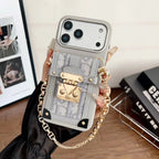 Dior iPhone 17 Pro Max Case with Wallet & 3 Straps – Gray Luxury Crossbody Dior Phone Case