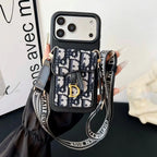 Dior iPhone 17 Pro Max Case with Wallet & 3 Straps – Gray Luxury Crossbody Dior Phone Case