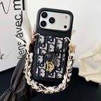 Dior iPhone 18 Pro Case with Wallet & 3 Straps – Gray Luxury Crossbody Dior Phone Case