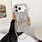 Dior iPhone 17 Pro Max Case with Wallet & 3 Straps – Black Luxury Crossbody Dior Phone Case