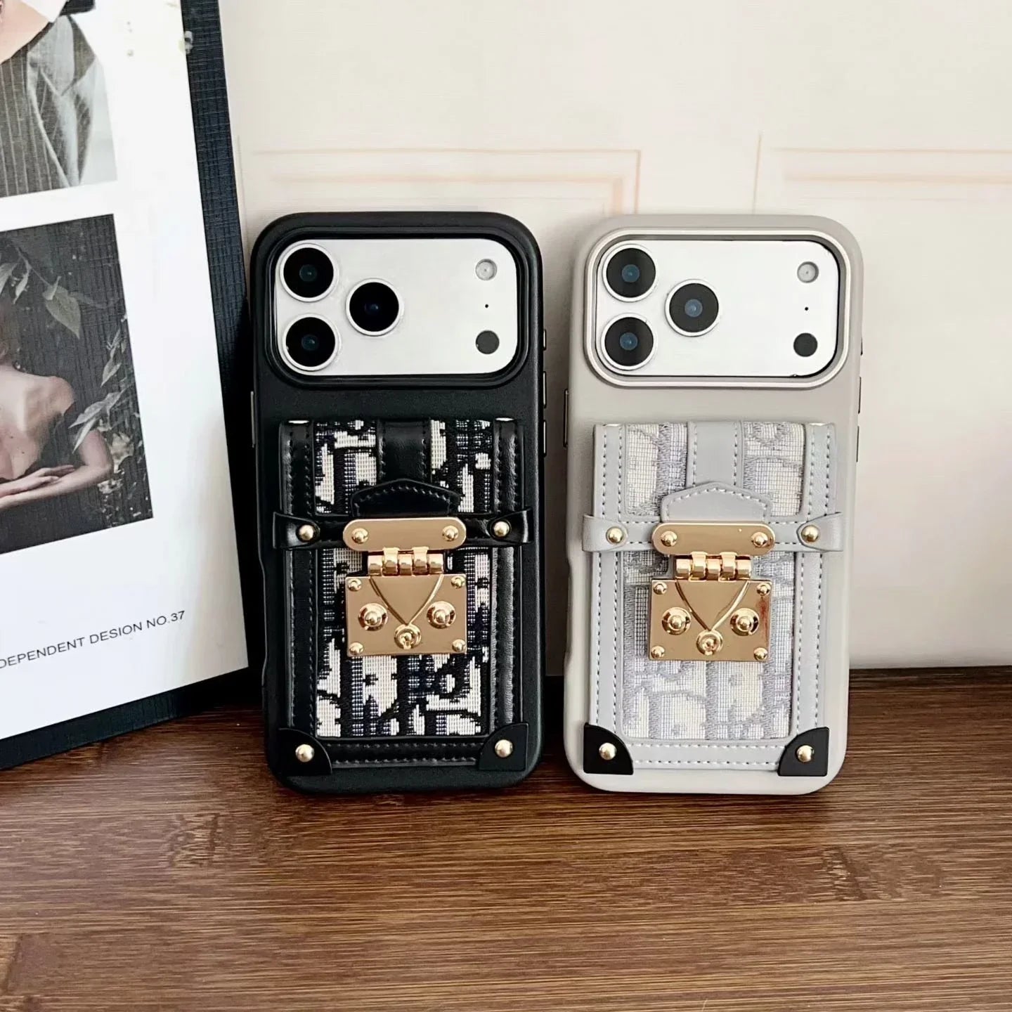 Dior iPhone 17 Pro Max Case with Wallet & 3 Straps – Black Luxury Crossbody Dior Phone Case
