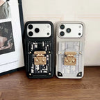 Dior iPhone 17 Pro Max Case with Wallet & 3 Straps – Gray Luxury Crossbody Dior Phone Case