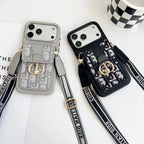 Dior iPhone 17 Pro Max Case with Wallet & 3 Straps – Black Luxury Crossbody Dior Phone Case