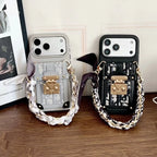Dior iPhone 17 Pro Max Case with Wallet & 3 Straps – Black Luxury Crossbody Dior Phone Case