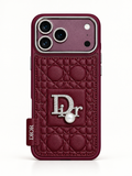 Dior Burgundy Quilted Pearl Case for iPhone 18 Pro Max