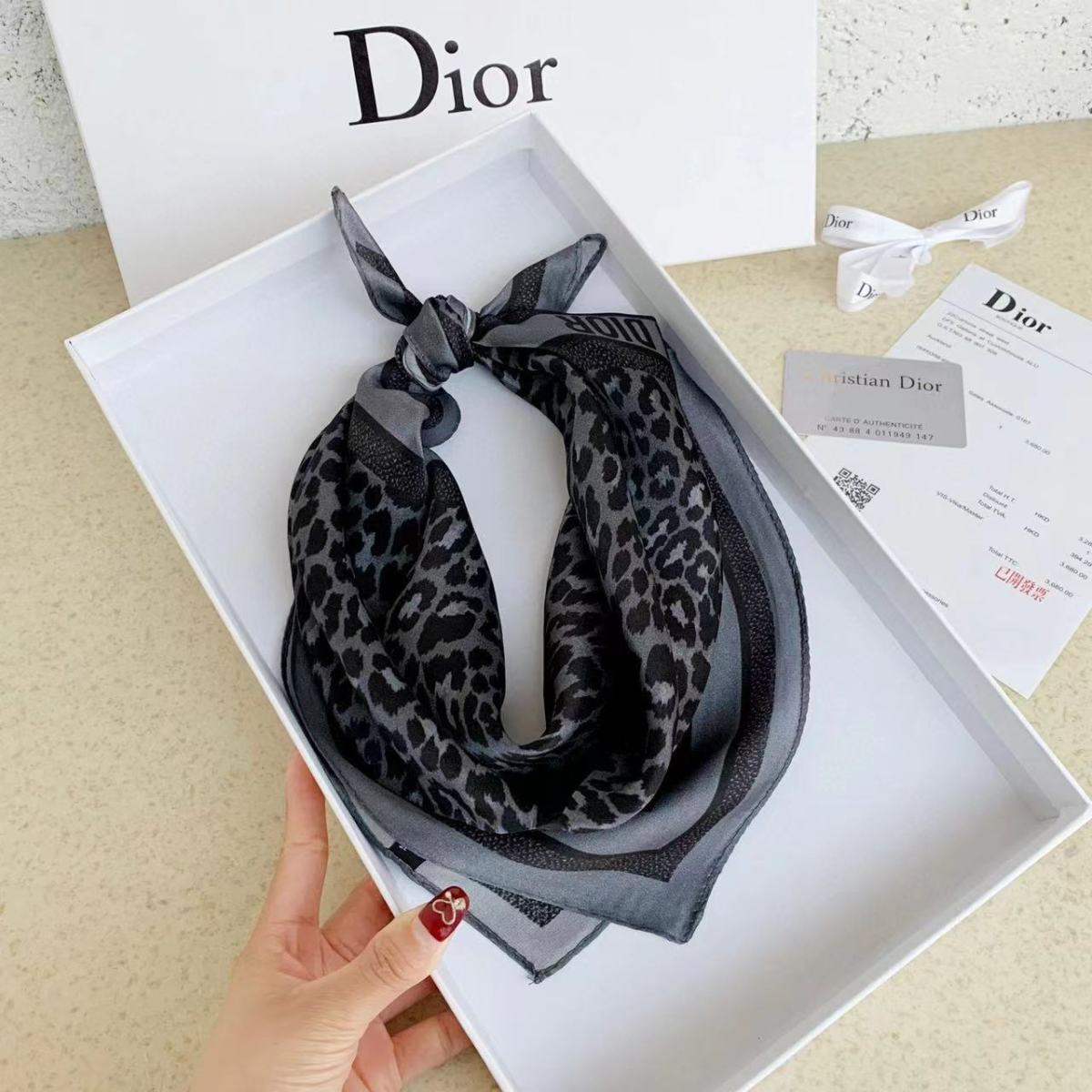 Dior Leopard Print Silk Scarf for Women – product image 10