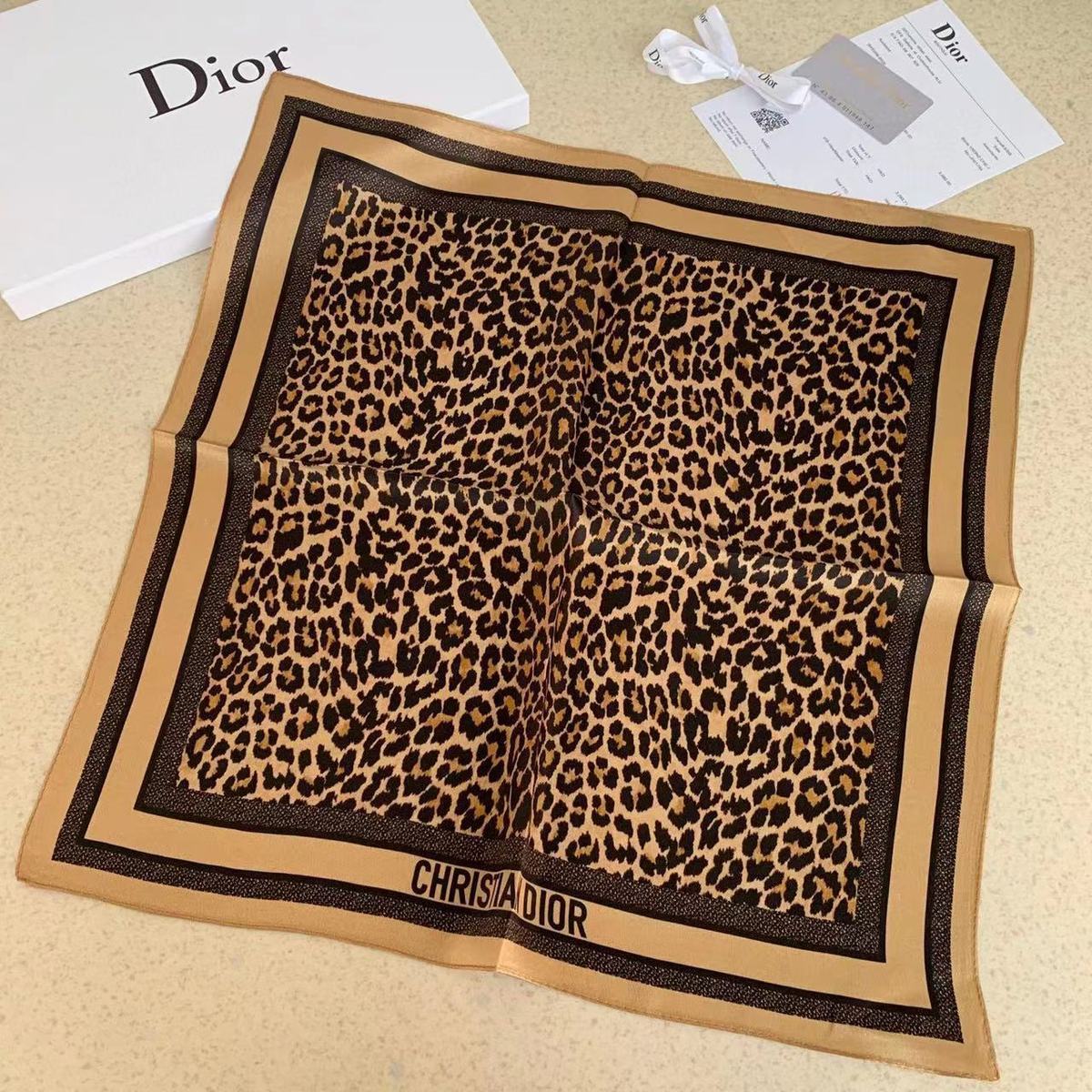 Dior Leopard Print Silk Scarf for Women – product image 2