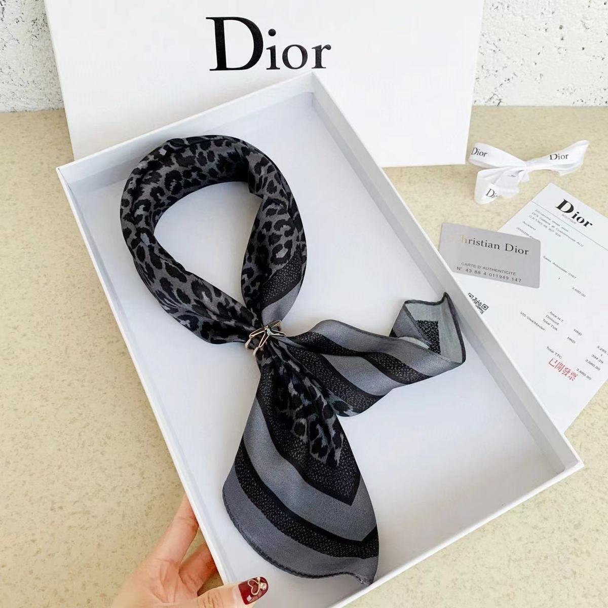 Dior Leopard Print Silk Scarf for Women – product image 8
