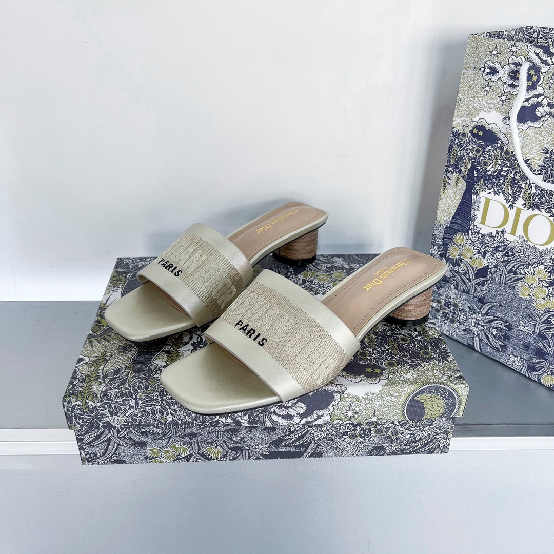 Dior Letters Embroidery Dway Heeled – slippers product image 3