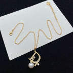 Dior Letters Pearl Earring Necklace Set – Luxury Designer Jewelry – product image 2