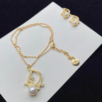 Dior Letters Pearl Earring Necklace Set – Luxury Designer Jewelry – product image 11