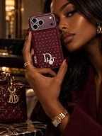 Burgundy crystal pearl phone case for iPhone 18 Pro Max – styled product view