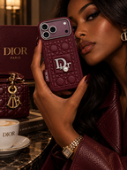 Dior Burgundy Quilted Pearl Case for iPhone 18 Pro Max