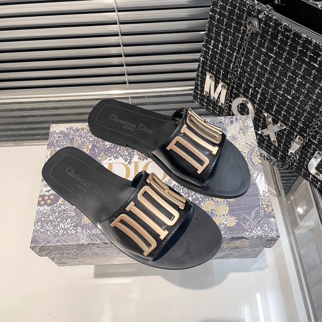 Dior Metal Letters Solid Color Flat Slippers – slippers product image 13