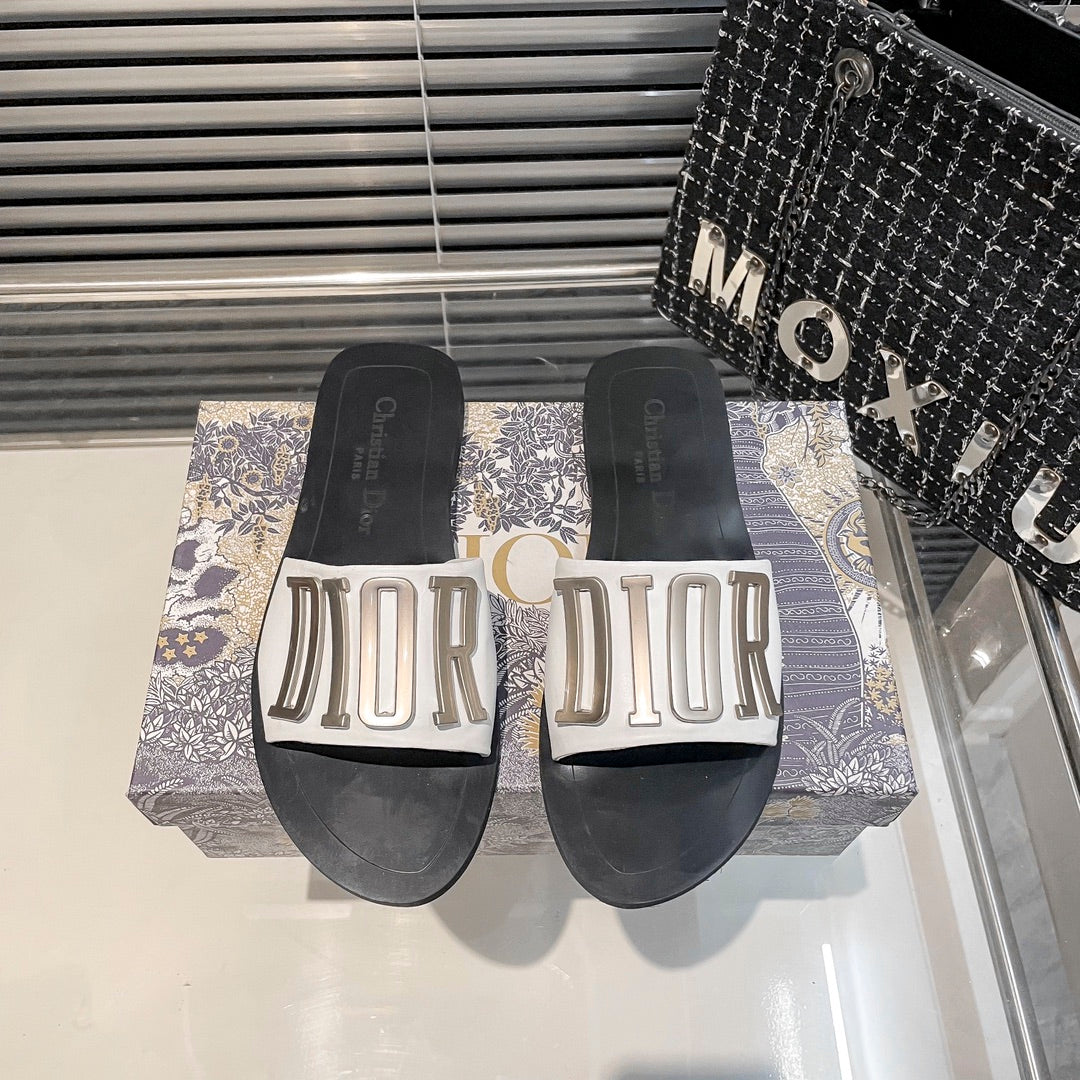 Dior Metal Letters Solid Color Flat Slippers – slippers product image 2
