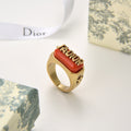 Dior Orange Acrylic Letter Open Ring – Luxury Designer Jewelry – product image 1