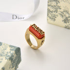 Dior Orange Acrylic Letter Open Ring – Luxury Designer Jewelry – product image 1