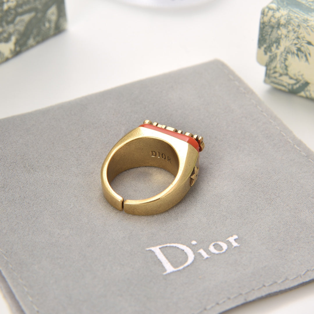 Dior Orange Acrylic Letter Open Ring – Luxury Designer Jewelry – product image 4