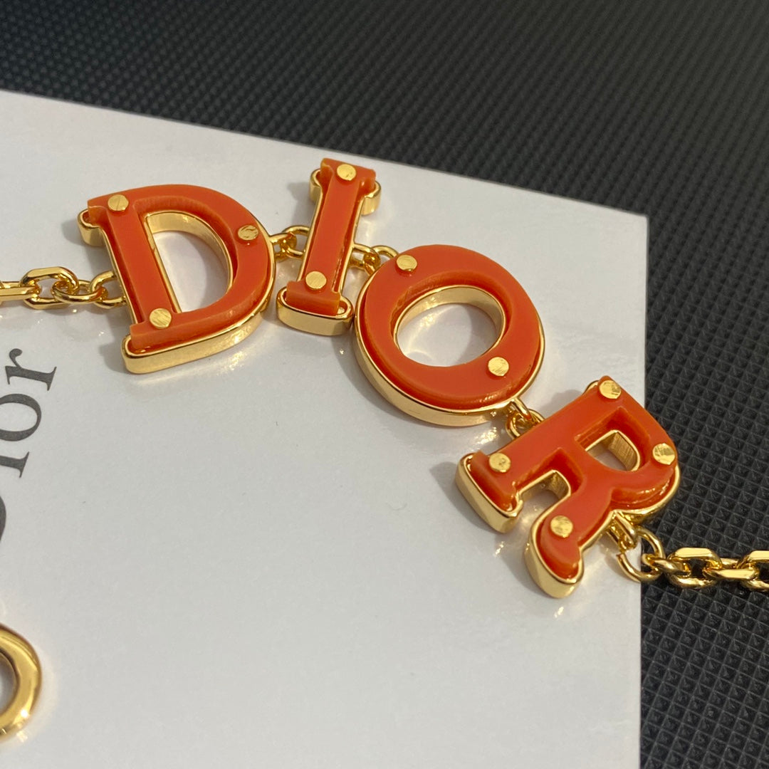 Dior Orange Letter Adjustable Bracelet – Luxury Jewelry – product image 3