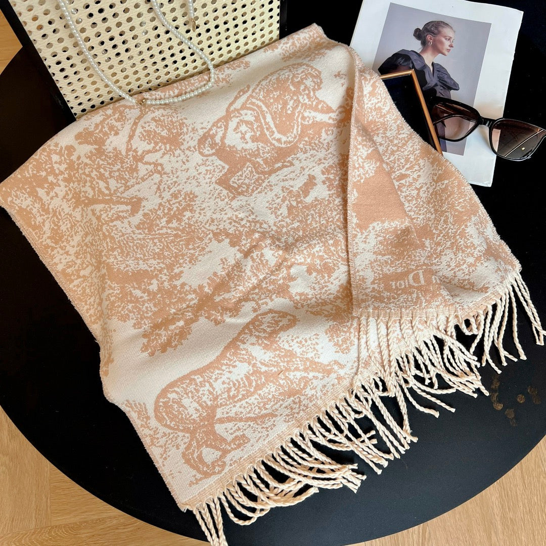 Dior Premium Woven Animal Print Retro Scarf for Women – product image 14