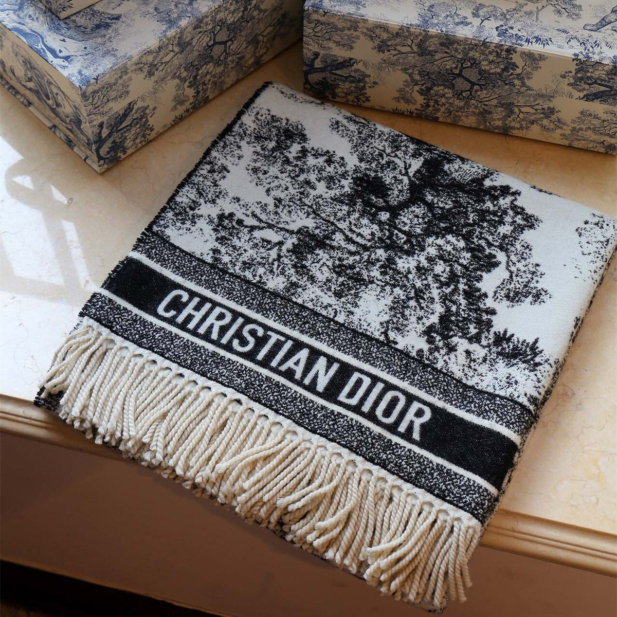Dior Premium Woven Classic landscape painting pattern scarf for Women – product image 2