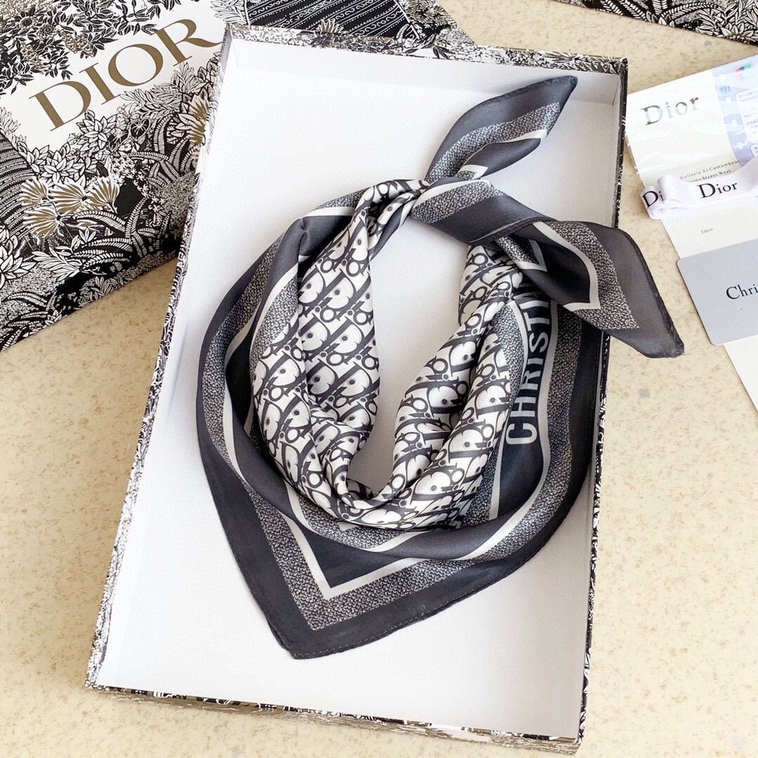 Dior Retro Embossed Square Silk Scarf for Women – product image 11