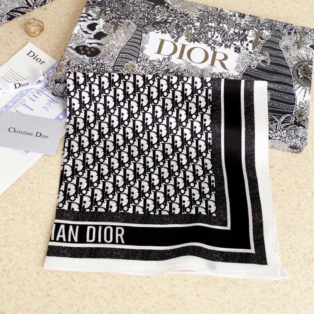 Dior Retro Embossed Square Silk Scarf for Women – product image 12
