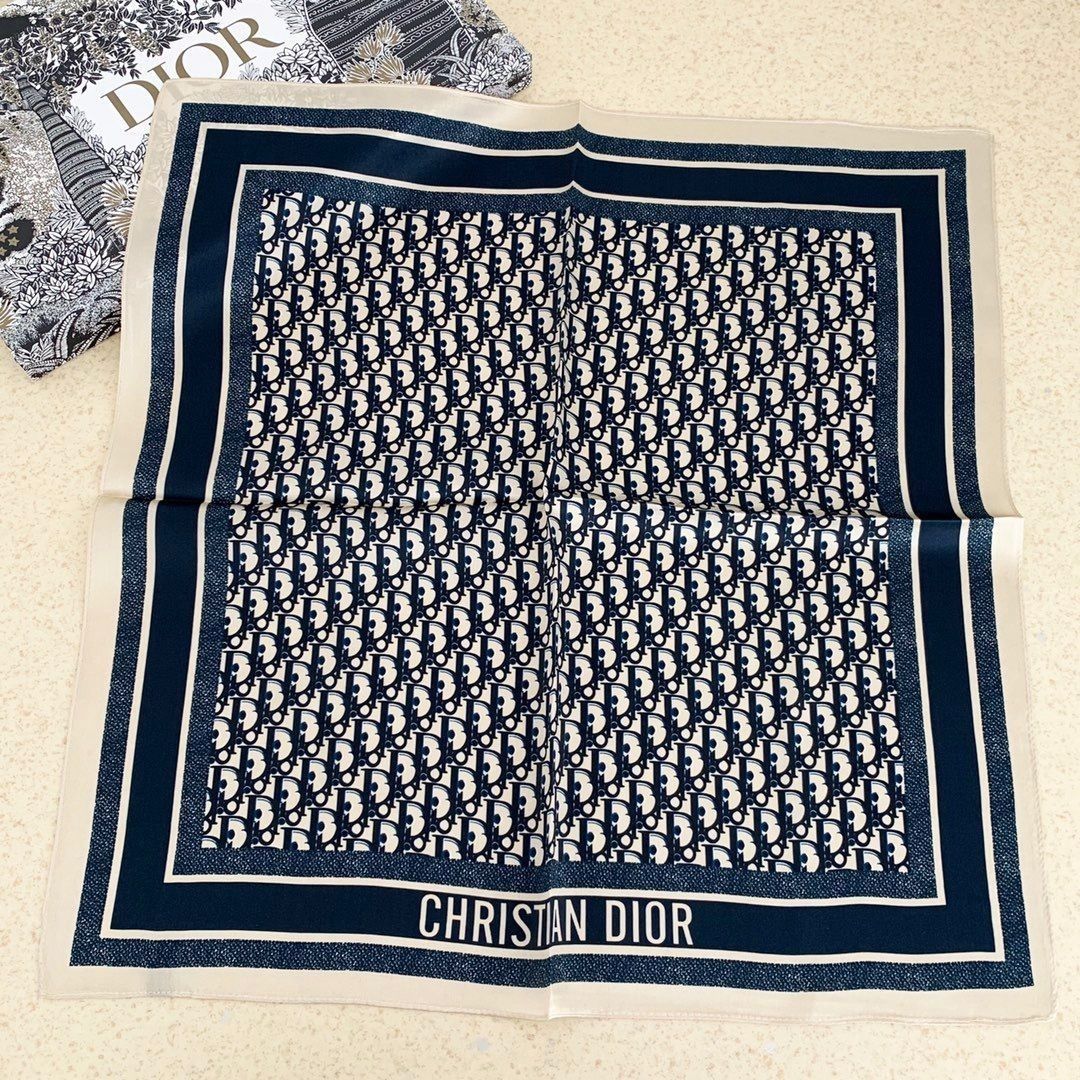 Dior Retro Embossed Square Silk Scarf for Women – product image 2