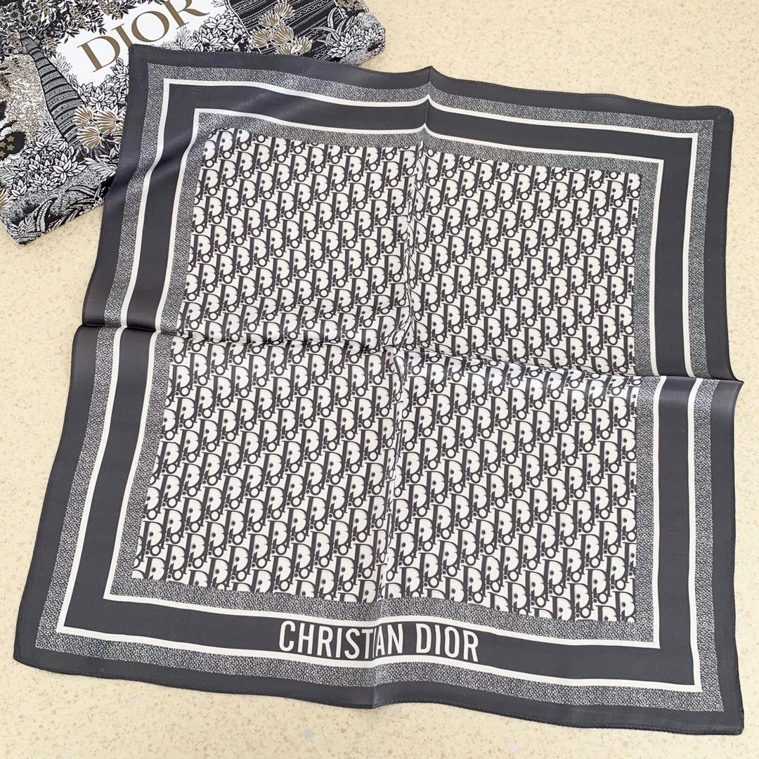Dior Retro Embossed Square Silk Scarf for Women – product image 3