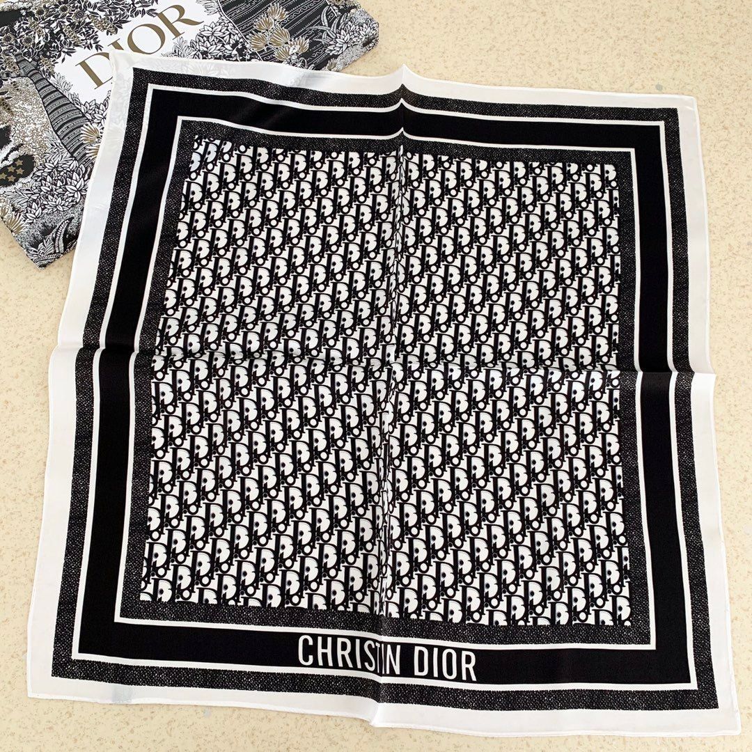 Dior Retro Embossed Square Silk Scarf for Women – product image 4